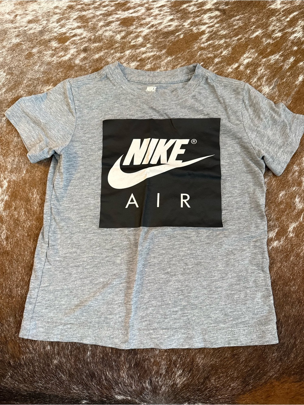 Nike Gray Short Sleeve 'Nike Air' Logo Tee for Kids